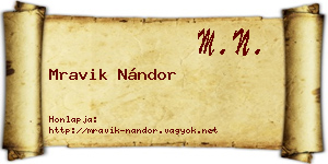 Mravik Nándor névjegykártya