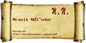 Mravik Nándor névjegykártya